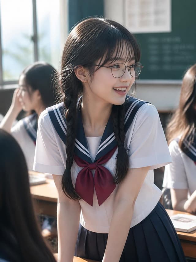 Social Media Post - Realistic Japanese Schoolgirl Classroom Portrait — output