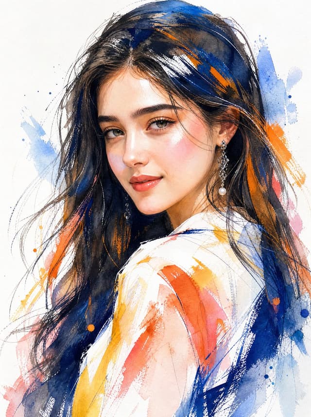 Social Media Post - Watercolor Mixed-Media Woman Portrait — output