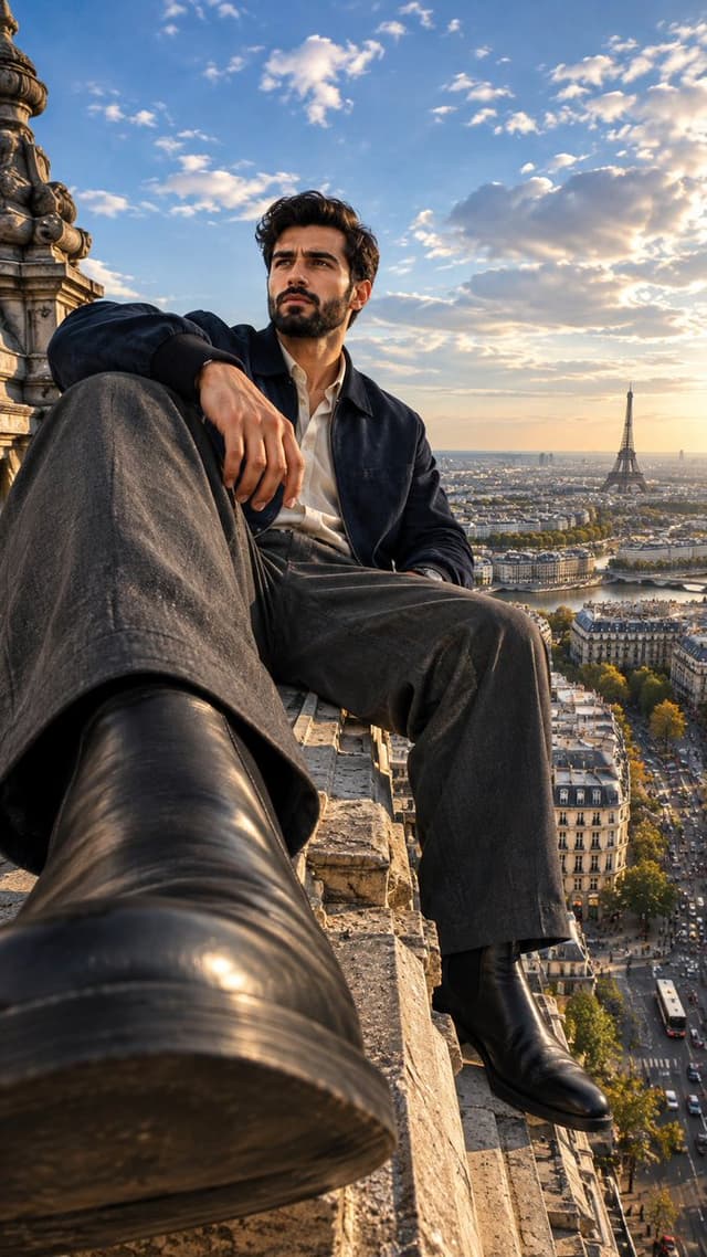 Product Marketing - Giant Man Over Paris Surreal Fashion — output