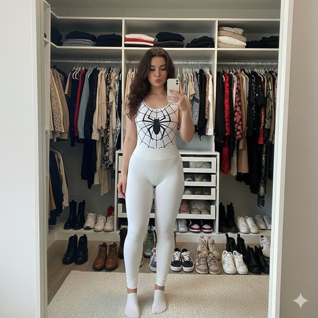 Profile / Avatar - Spider-Girl Cosplay Selfie Prompt (White) — output