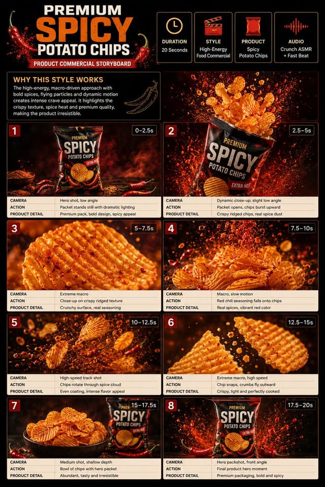 Comic / Storyboard - Spicy Potato Chip Commercial Storyboard — output