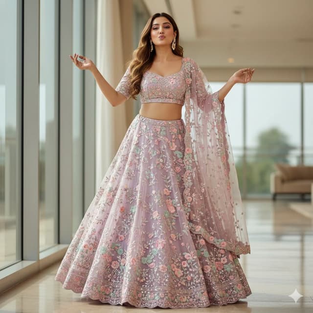 Elegant Indian Lehenga Fashion Photography Prompt — output