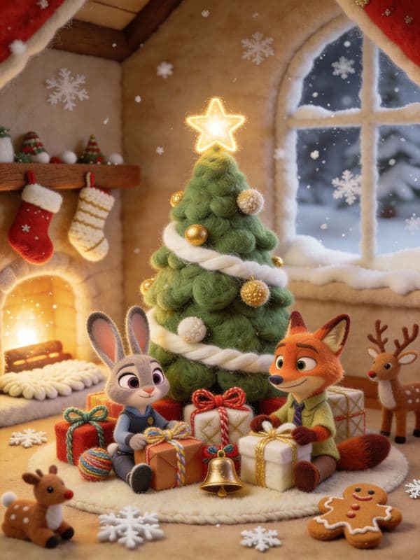 Judy and Nick Felt Christmas Poster — output