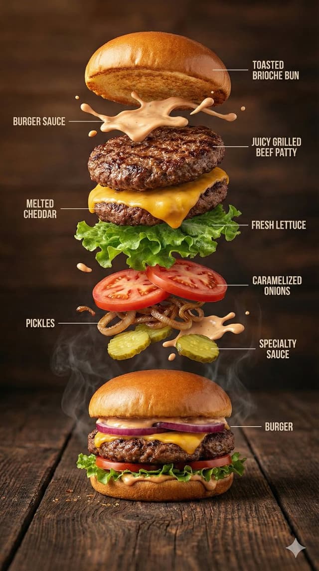 Infographic / Edu Visual - Hyper-Realistic Gourmet Burger Infographic — output