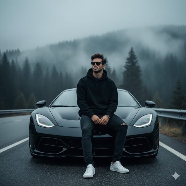 Ultra-realistic Cinematic Portrait of a Man with a Luxury Sports Car — output