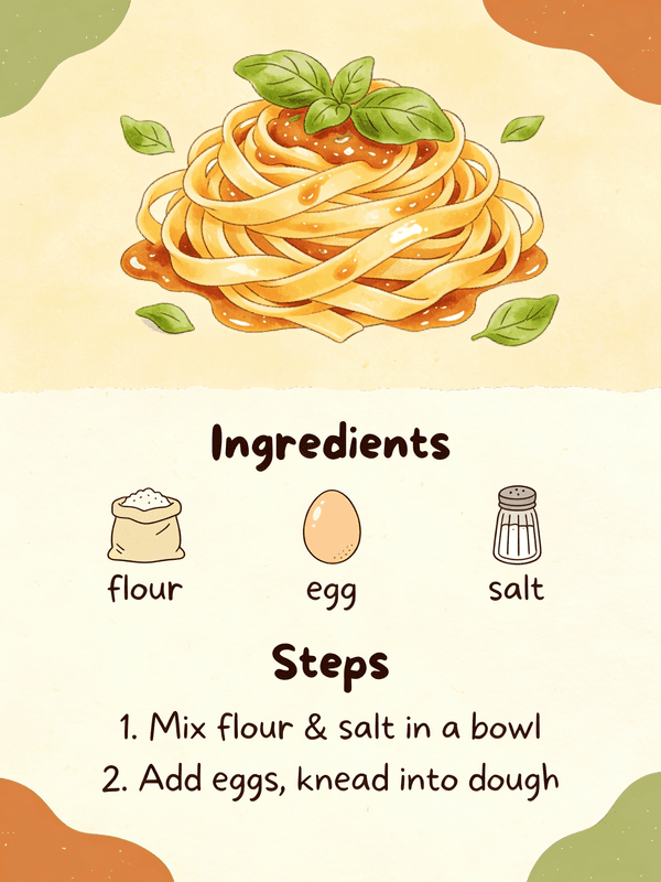 Illustrated Homemade Pasta Recipe Card — output