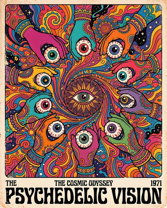 Poster / Flyer - 70s Psychedelic Hand Illustration — output