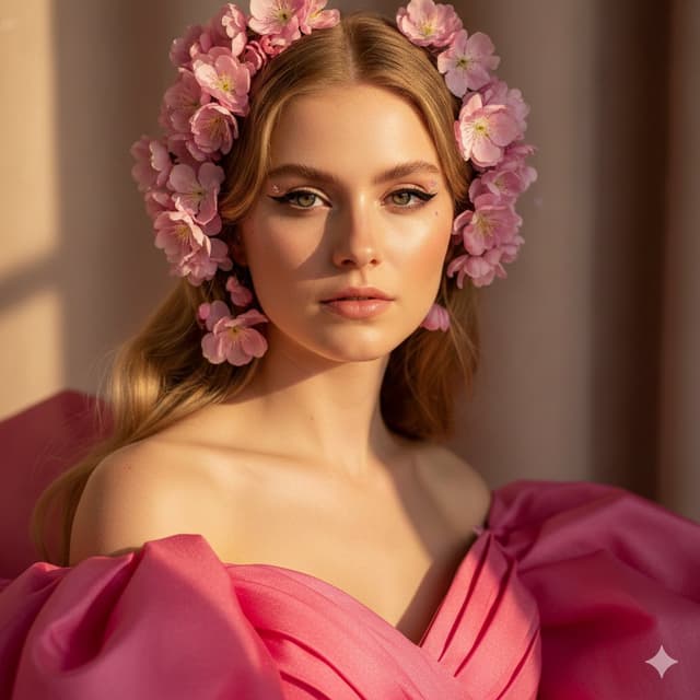 Cinematic Pink Blossom Couture Portrait — output