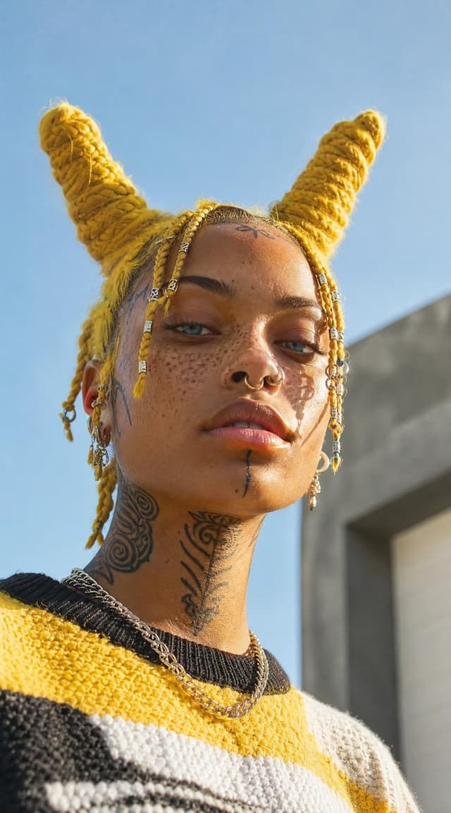 Profile / Avatar - Yellow Horned Braids Portrait — output