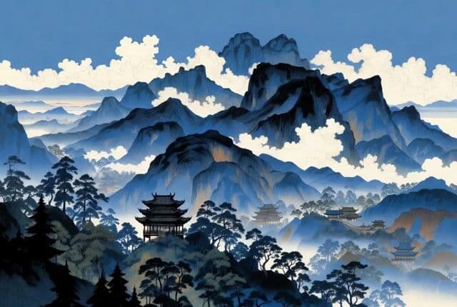 Chinese style mountains video prompt — cover