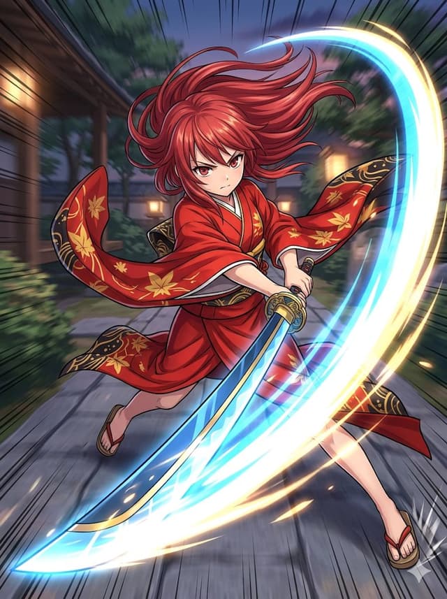 Game Asset - Anime Action Girl in Kimono — output