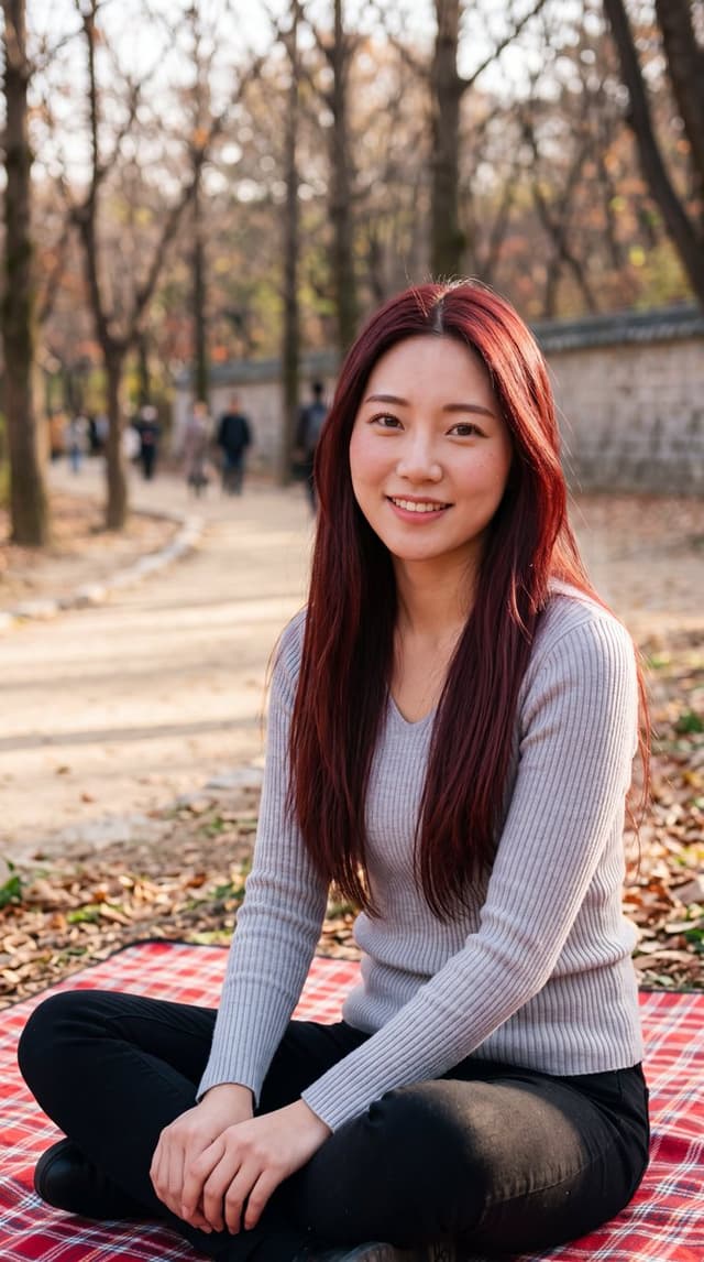 Profile / Avatar - Burgundy Hair Portrait in Park — output