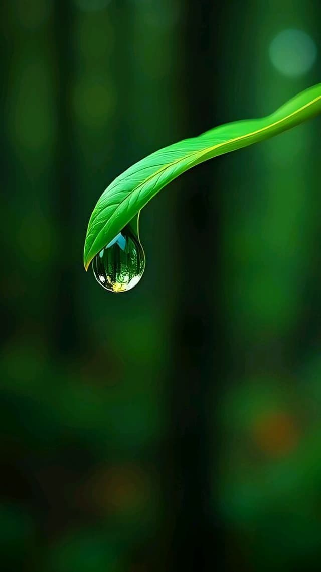 Ultra-Cinematic Macro Shot of a Leaf and Water Droplet — output