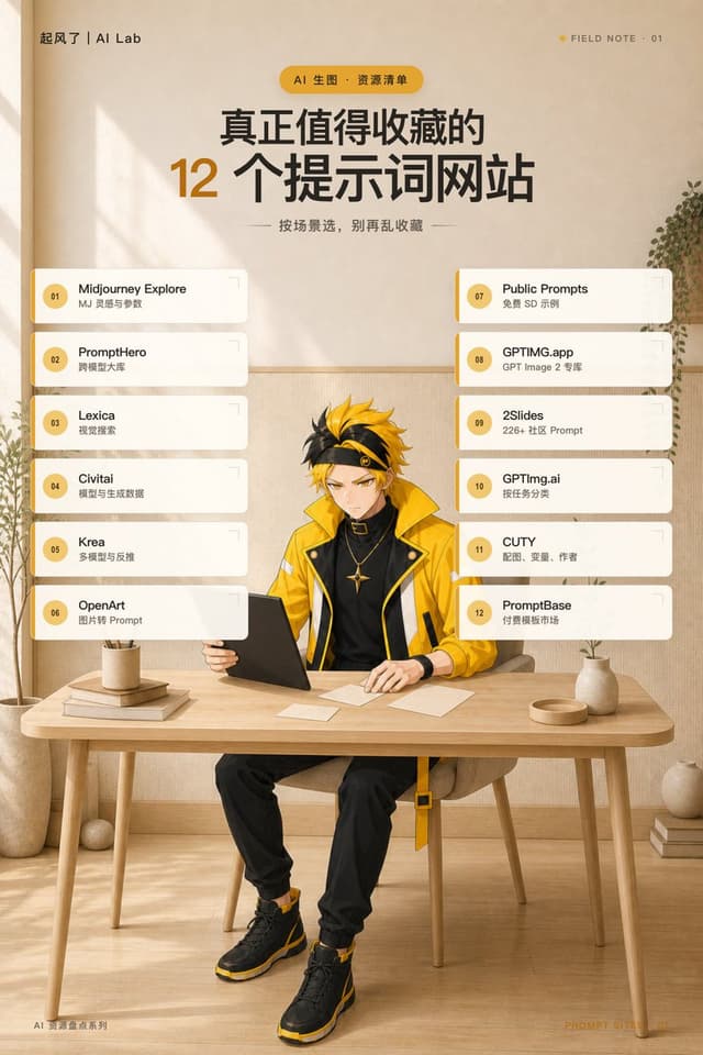 Infographic / Edu Visual - Anime Prompt Sites Infographic Poster — output