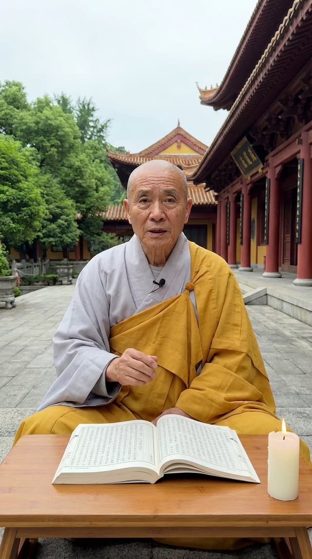 YouTube Thumbnail - Monk Delivering Life Advice Video Still Prompt — output