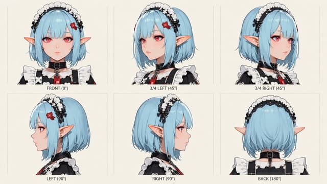 Comic / Storyboard - Anime Elf Maid Turnaround Sheet — output