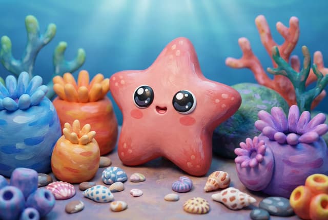 Natural Language Prompt for Kawaii Starfish in Custom Chibi Style — output