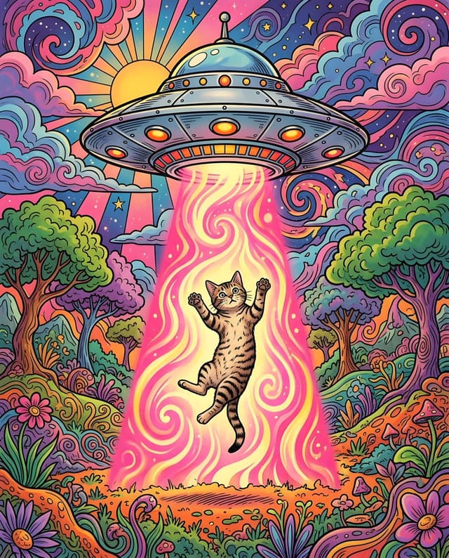 1970s Psychedelic Cat UFO Abduction — output