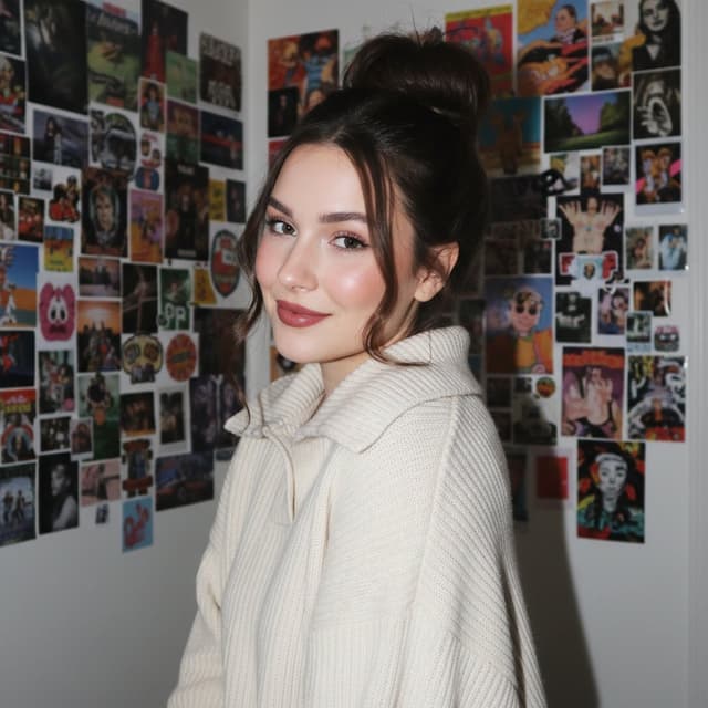 Social Media Post - Gen Z/Y2K Flash Portrait in Poster-Covered Bedroom — output