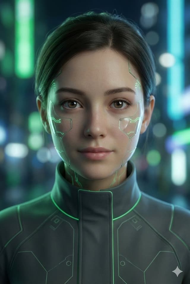 Game Asset - Neon Cyborg Girl Portrait Prompt — output