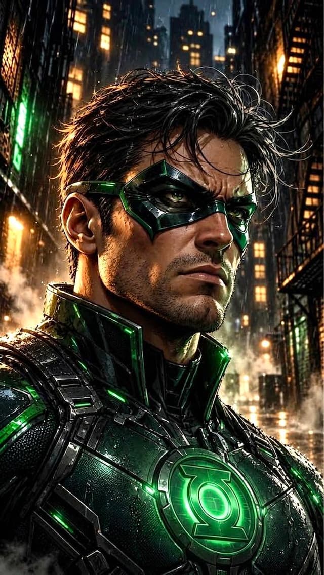 Comic / Storyboard - Dramatic Green Lantern Comic Portrait — output