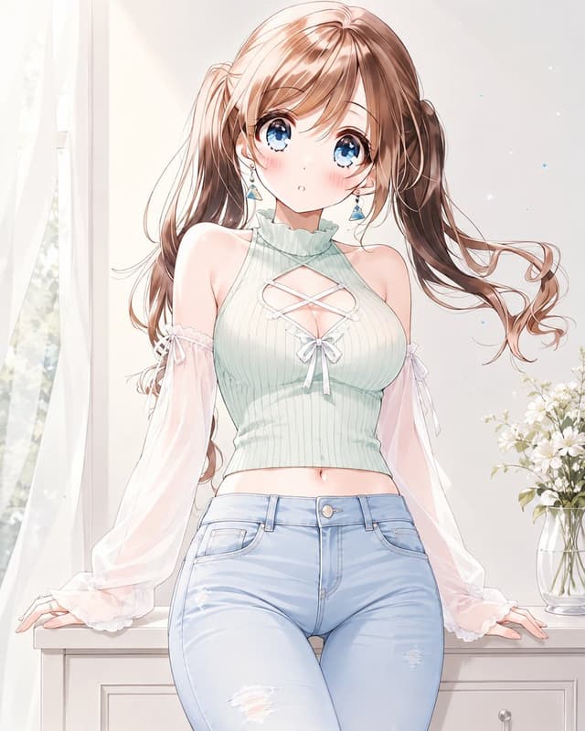 Profile / Avatar - Anime Summer Lace-Up Knit Outfit — output