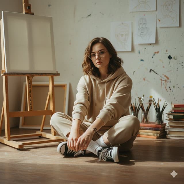 Soft Art-School Aesthetic Candid Portrait — output