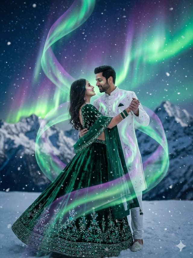 Dreamy Surreal Pre-Wedding Dance under Aurora Borealis — output