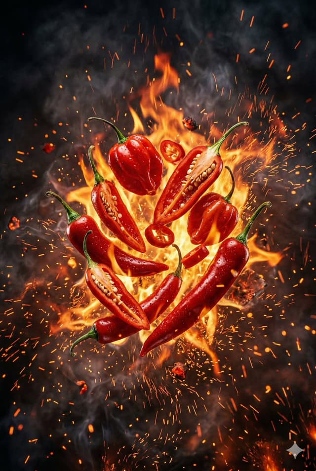 E-commerce Main Image - Explosive Chili Peppers Food Photography Prompt for Nano Banana 2 — output