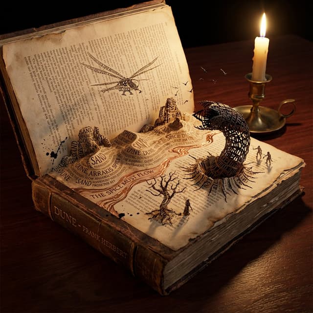 Infographic / Edu Visual - Storybook Typography Diorama Prompt (Dune) — output