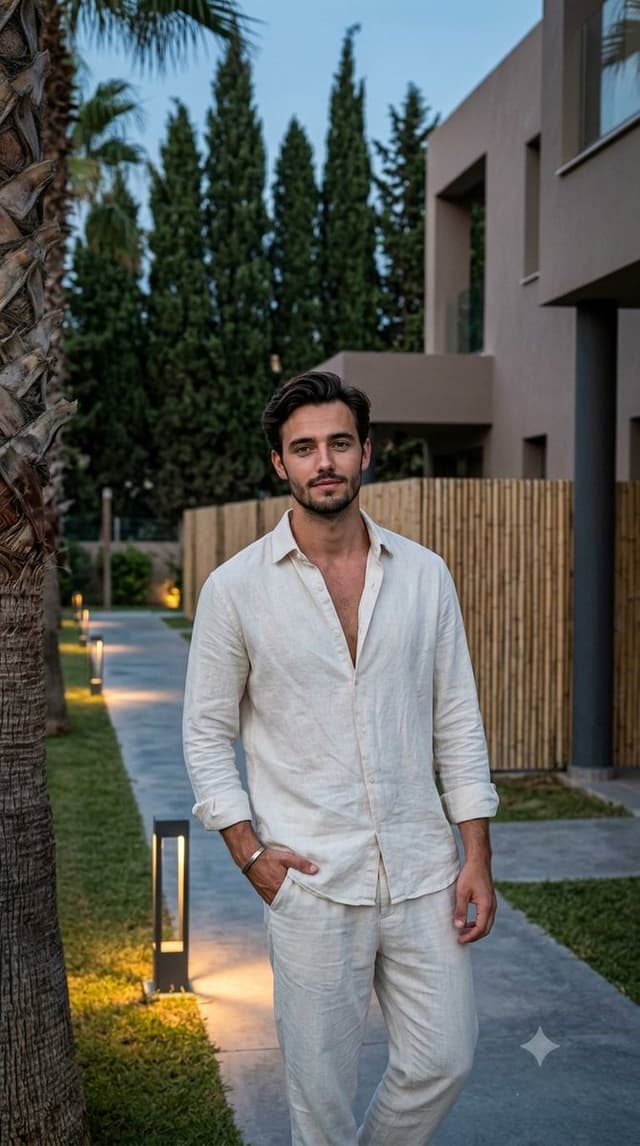 Social Media Post - Sophisticated Man in Resort Pathway — output