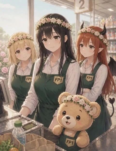 Anime Supermarket Scene with Talking Teddy Bear — cover