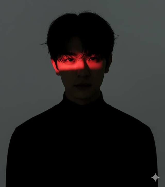 Dramatic Studio Portrait with Red Light Accent — output