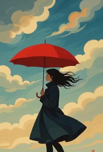 Umbrella Blown Away and Camera Pan Video Prompt — cover