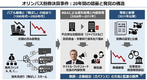 Slides explaining Olympus accounting scandal — output