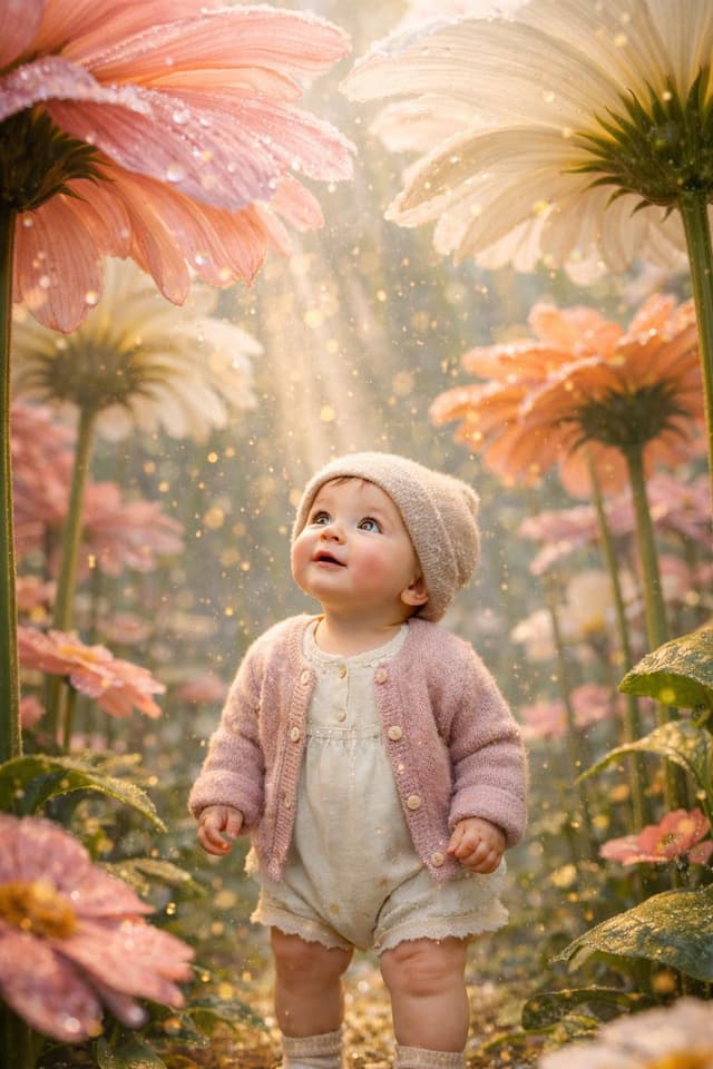 Ultra-Realistic Surreal Conceptual Portrait of a Baby in a Gigantic Flower Field — output