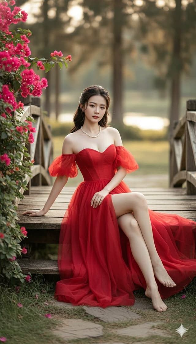 Cinematic Fine-Art Portrait of a Woman in a Red Gala Dress — output
