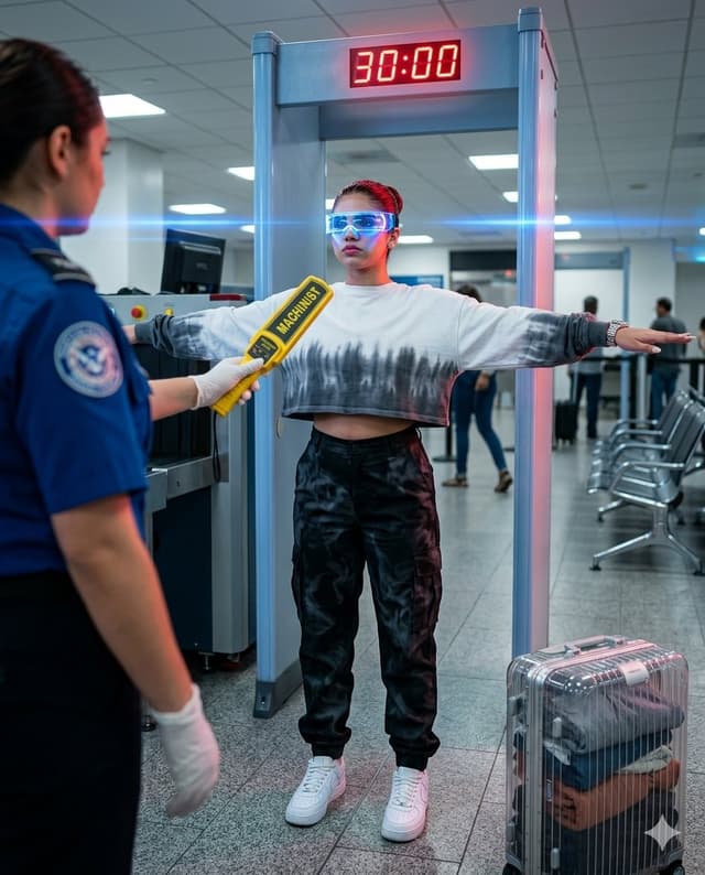 Game Asset - Cyberpunk Airport Security Scene — output
