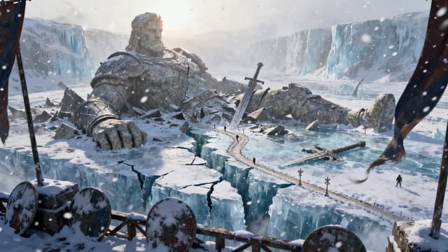 Game Asset - Frozen Valley of Fallen Titans Concept Art — output