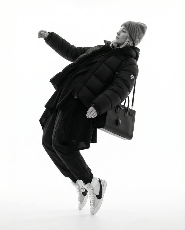 Monochrome Hypebeast Editorial with Airborne Action — output