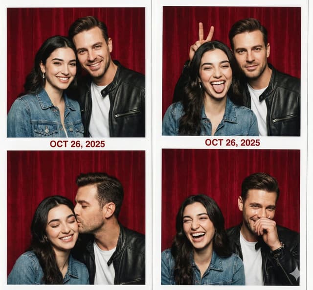 Retro Photo Booth Strip Prompt for a Couple — output