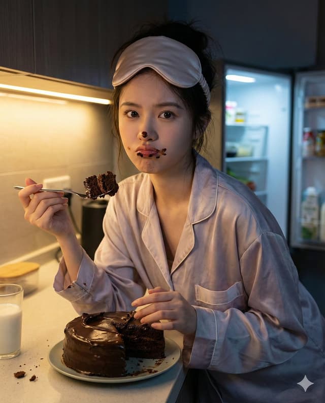 Nano Banana Pro Hyper-Realistic Midnight Snack Portrait Prompt — output
