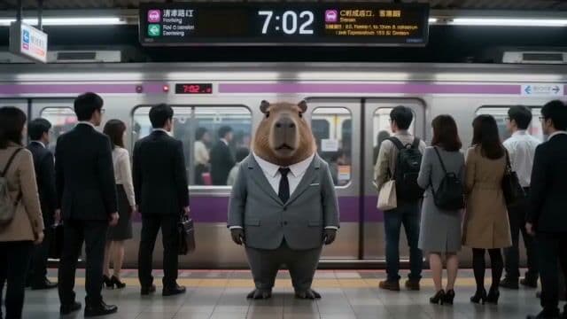 Capybara salaryman day in the life — cover