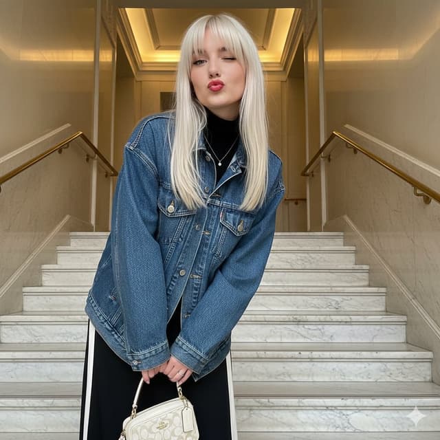Playful Duck-Face Selfie on Marble Stairs — output