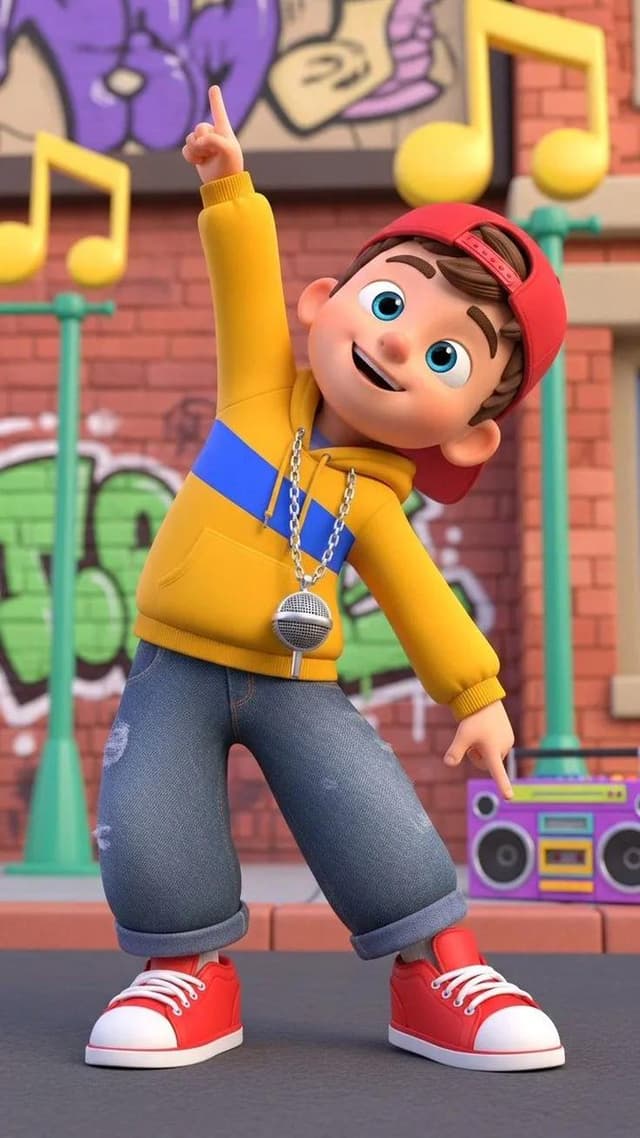 Game Asset - 3D Cartoon Character: Hip-Hop Boy in Pixar Style — output