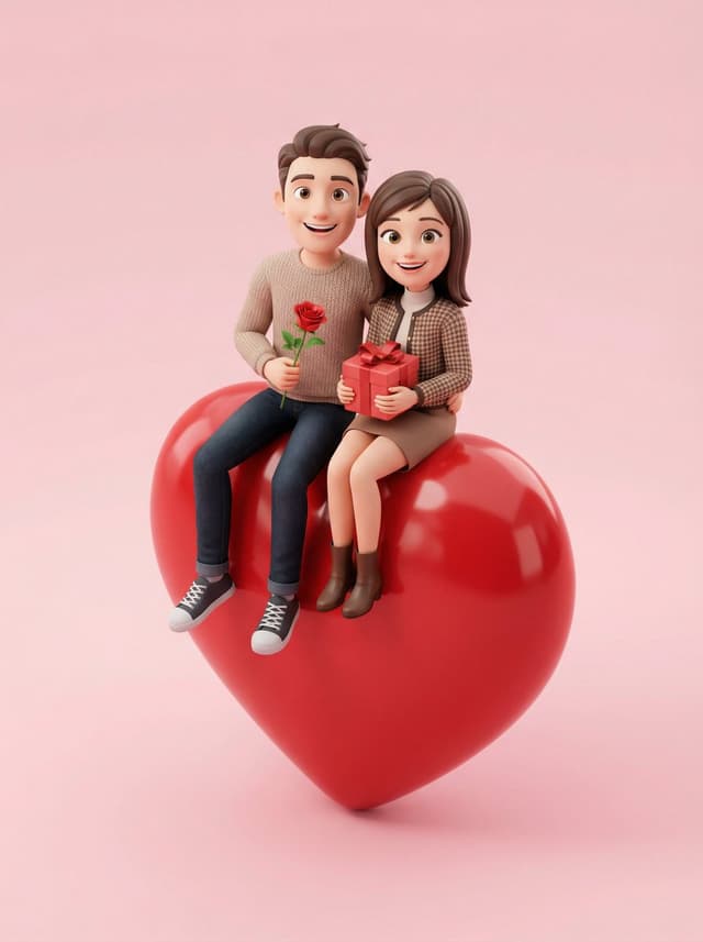3D Render of Couple on Giant Heart — output