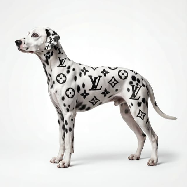 E-commerce Main Image - Museum-Quality Animal Portrait with Integrated Luxury Brand Pattern — output