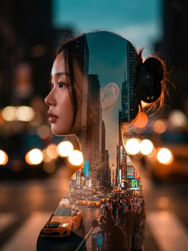 Social Media Post - Double Exposure City Portrait — output
