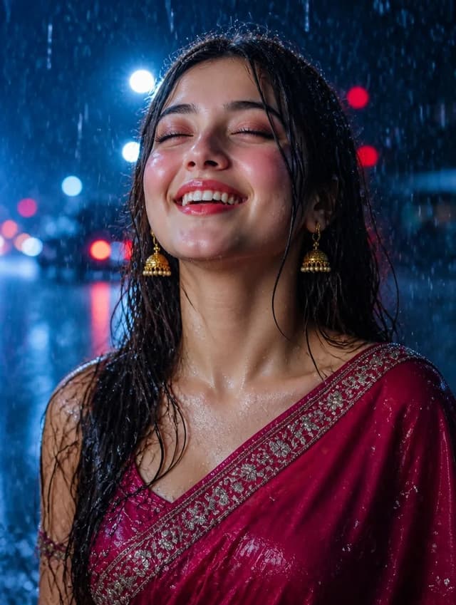 Social Media Post - Rainy Night Sari Portrait — output