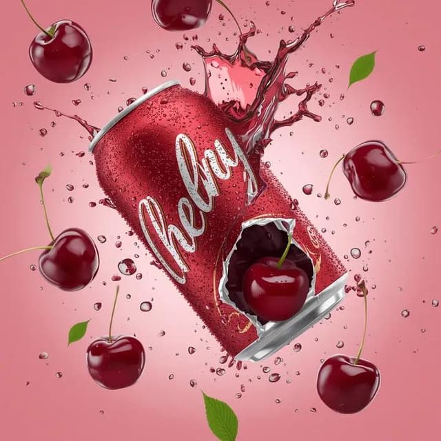 E-commerce Main Image - Cherry Soda Commercial Splash Macro Shot — output